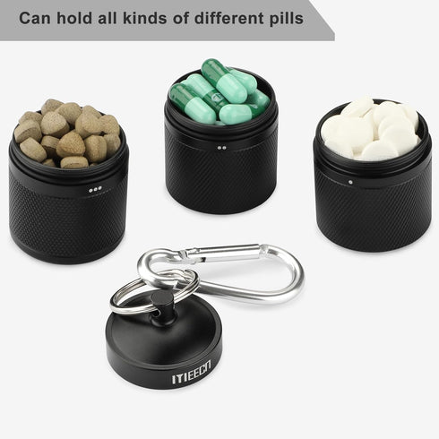 Three-Layer Large Pill Organizer, Waterproof Pill Container for Pills, Vitamins, Supplements (Black)