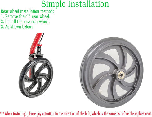 Replacement Wheel for Rollator Model 10257, 7.5" Black Wheels for Walker Rollator