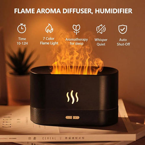 ZSETG Flame,180ML Capacity,7 Aromatherapy Air Humidifier With Water Tank Color Ambient Light,Shut-Off