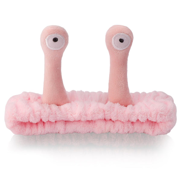 Light Pink Snail Face Wash Headband, Funny Skincare Spa Headband with Cute Alien Antenna for Women