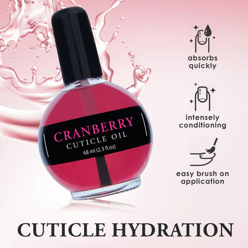 Moisturizing Cuticle & Nail Care Oil – 2.3 Fl Oz Cranberry Scented, Infused with Jojoba Oil, Aloe, Vitamin E