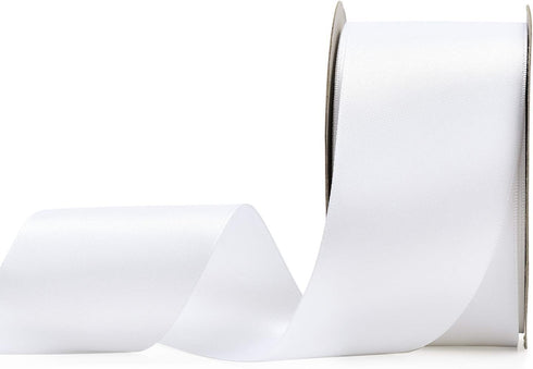 YAMA Double Face Satin Ribbon - 2 Inch 25 Yards Roll for Gift Wrapping, White