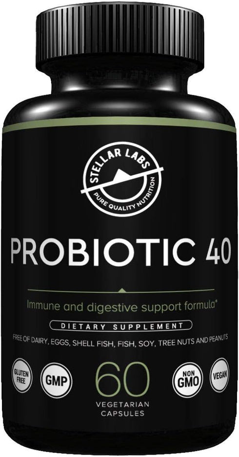 Stellar Labs Probiotic 40 Dietary Supplement, 60 Count, Vegan, Gluten-Free, Immune & Digestive Support