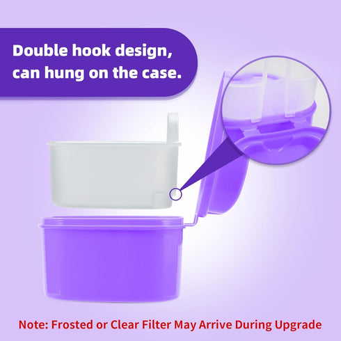 Denture Soaking Cup, Dental Retainer Case Cleaning with Strainer Basket, Orthodontic Bath Box, Mouthguard Storage