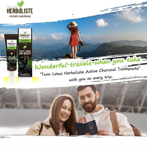 Twin Lotus Activated Charcoal Toothpaste - Teeth Whitening Herbal, Fluoride Free & No SLS for Sensitive Teeth, Coconut