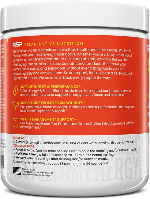 RSP Nutrition Mango Aminolean - Amino Acid Supplement Powder, 8.29 OZ