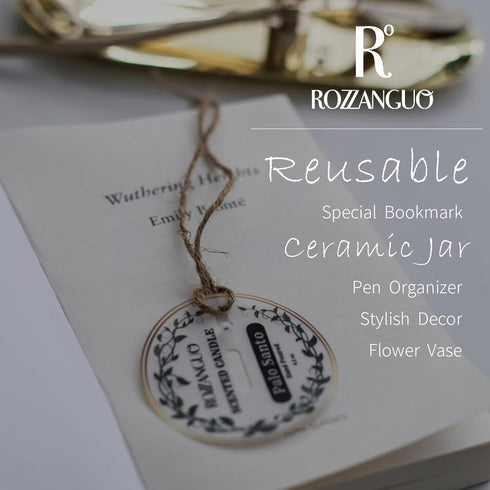 Rozzanguo 100% 5.2oz Luxury Textured Ceramic Jar Scented Candle | Non Toxic Natural Coconut & Soy Wax Blend Cotton Wick