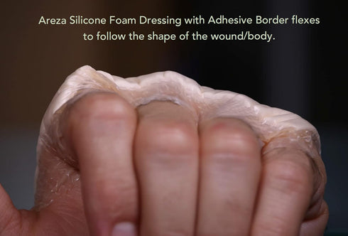 Areza Medical Silicone Foam Wound Dressing - Super-Absorbent Layer, Waterproof, Sterile - 6" x 6", 5 PCS