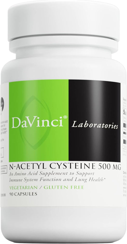 DAVINCI Laboratories N-Acetyl Cysteine 500 mg - Amino Acid Supplement for Immune System Function and Lung Health, 90
