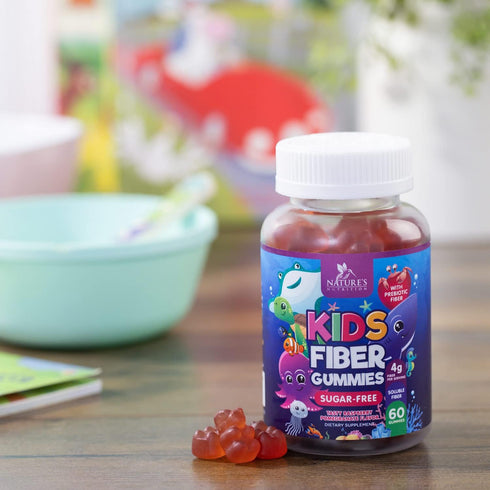 Kids Fiber Gummy Bears Supplement | 60 Gummies | Sugar Free Daily Prebiotic Fiber for Kids, Vegan, Berry Flavor