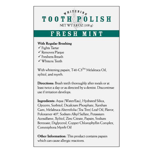 Melaleuca 3.8oz Whitening Tooth Polish Paste without Fluoride Fresh Mint