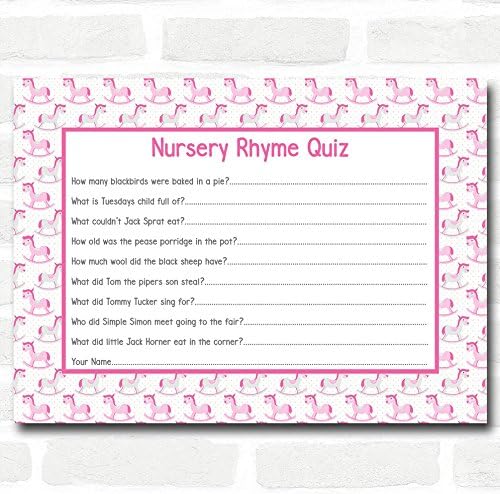 The Card Zoo Girls Pink Rocking Horse Baby Shower Games Nursery Rhyme Quiz Cards