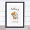 The Card Zoo New Baby Birth Details Christening Nursery Bear Initial A Keepsake Gift Print
