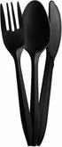 1000 Count Black Silverware Set, 334 Plastic Forks, 333 Spoons, 333 Knives, Medium Weight BPA Free Disposable Cutlery