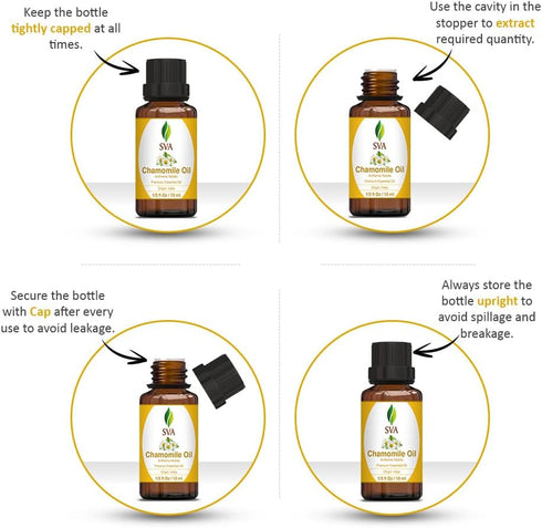 SVA Chamomile Essential Oil – 1/3 Fl Oz, 100% Natural for Diffuser, Hair Care, Face, Skin Care, Aromatherapy