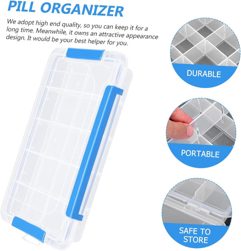 Portable Plastic Pill Organizer with Compartments Transparent Medicine Storage Case Durable and Safe for Weekly