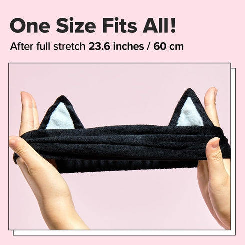 I DEW CARE Face Wash Headband - Black Cat | Adorable Design for Washing & Cleansing, Quick Dry
