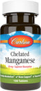 Chelated Manganese 20 mg, 100 Tablets by Carlson - Superior Absorption, Healthy Metabolism & Bone Support