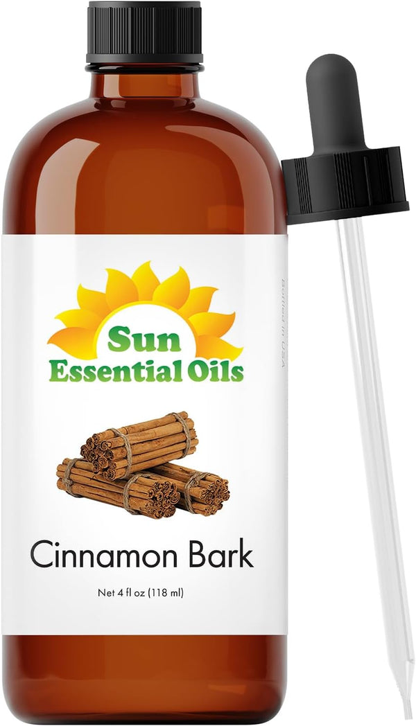 Sun Essential Oils Cinnamon Bark Essential Oil - 4 oz - Cinnamon Oil for Skin, Humidifier, Diffuser, Hair