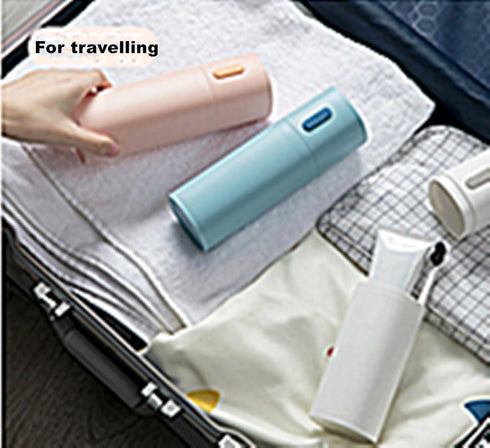 Kinteshun Travel Toothbrush Case Portable Toothbrush and Toothpaste Container Holder with Mouthwash Cup Oral cleaning