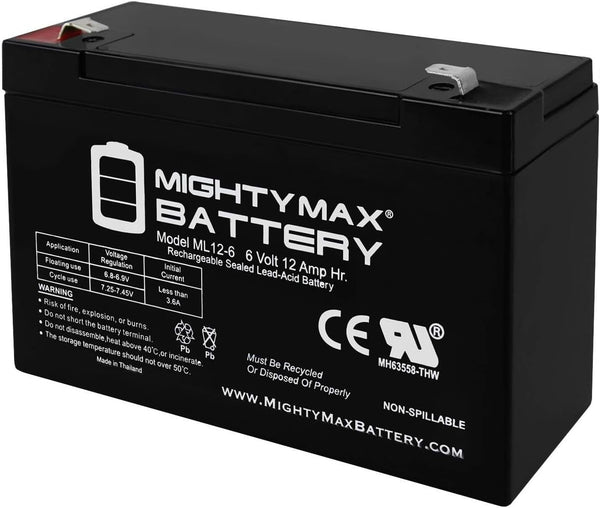 Mighty Max Battery 6V 12AH F2 Battery Replaces Peg Perego John Deere E-Tractor IGED1061