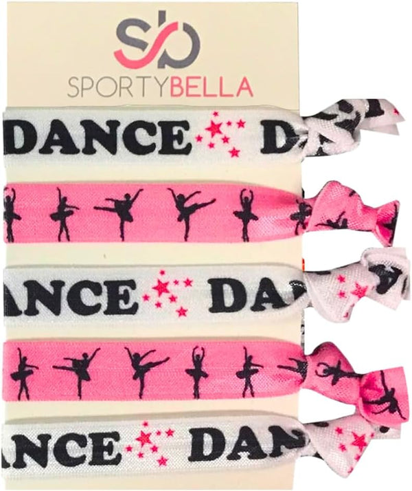 Infinity Collection Dance Hair Ties - 5 Ouchless Ponytail Holders for Girls Dance Recitals