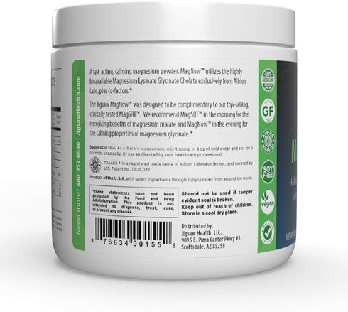 Jigsaw Health MagSoothe, Fast-Acting Calming Magnesium Glycinate Powder Supplement, 60 Servings
