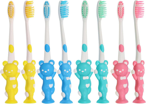 100pcs Toddler Toothbrush Kids Manual Toothbrush, Individually Wrapped for Age 2+, 4 Colors for Boys and Girls