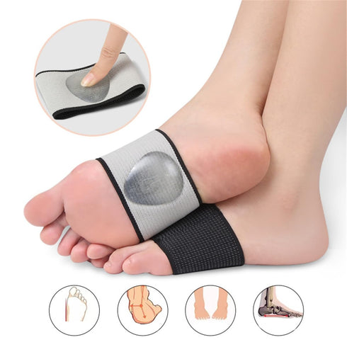 Foot Arch Support, 2 Pair Compression Sleeves with Gel Pad, Plantar Fasciitis Braces for Flat Foot, High Arch Pain