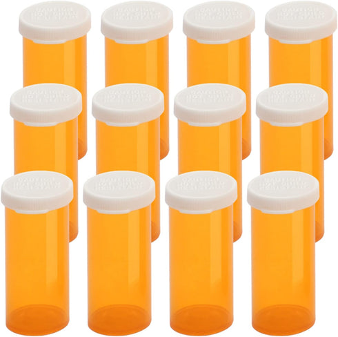 Empty Plastic Pill Bottles with Easy Open Snap Caps, Prescription Medication Vials, Clear Containers (12pcs)