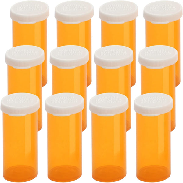 Empty Plastic Pill Bottles with Easy Open Snap Caps, Prescription Medication Vials, Clear Containers (12pcs)