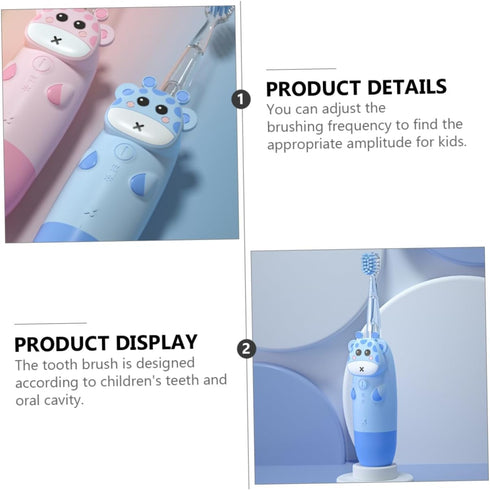 Set Boy Girl's Sonic Electric Toothbrush Frequency Soft Bristles for Tender Gums Colorful Light Feature Toothbrush Kit