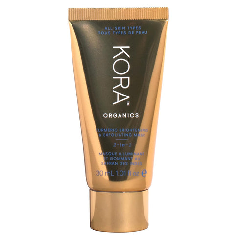 KORA Organics Turmeric Brightening & Exfoliating Mask, Certified Organic Multi-Use Facial Scrub (1.01 fl oz)