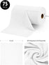 Microfiber Cleaning Cloth Roll - 75 Pack, 12" x 12", Reusable Washable Rags (White)