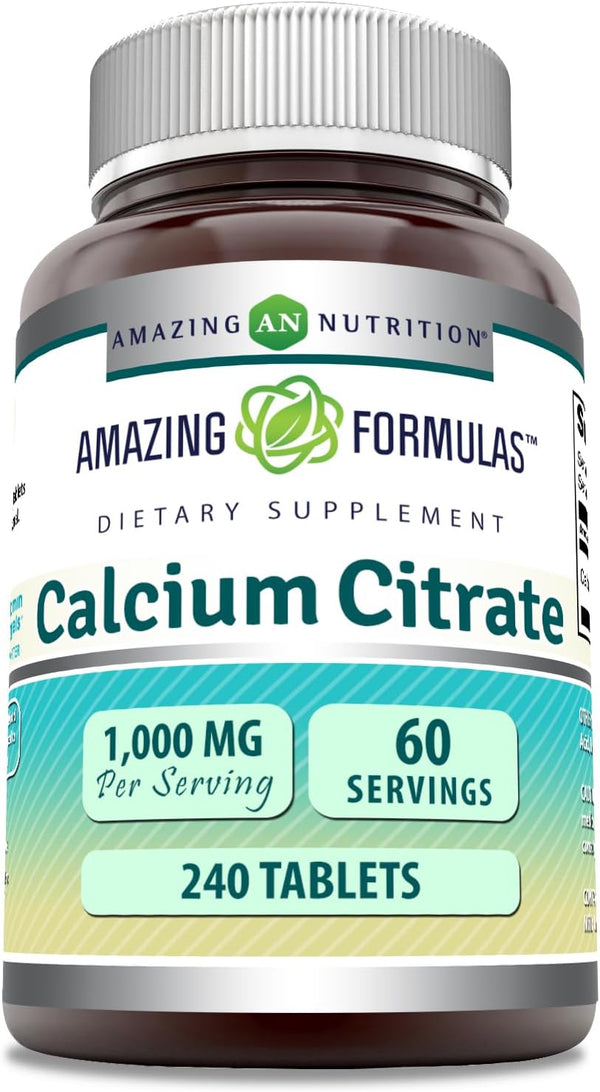 Amazing Formulas Calcium Citrate Supplement, 1000 Mg, 240 Tablets, Non-GMO, Gluten Free