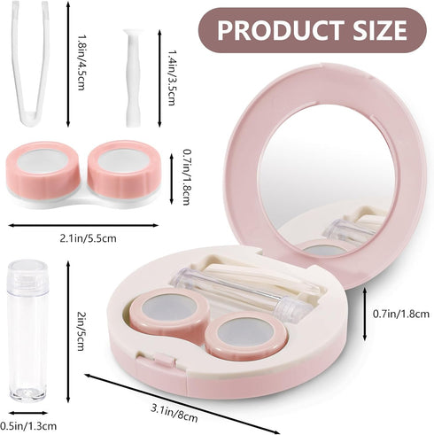2 Pack Travel Contact Lens Case Kit, Portable Eye Case with Mirror, Remover Tool, Tweezers & Solution Bottle