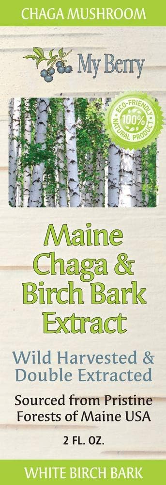 Maine Chaga Mushroom & Birch Bark Extract Liquid - 2oz, Wild Harvested & Double Extracted