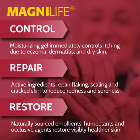 MagniLife Eczema Care+, Moisturizing Gel for Itchy, Dry Skin - Natural Ingredients Aloe, Calendula & Tea Tree Oil
