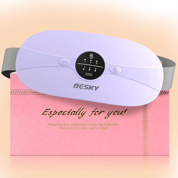 Besky Portable Cordless Menstrual Heating Pad for Cramps, 3 Heat Levels, Rechargeable Small Heating Pad for Pain Relief