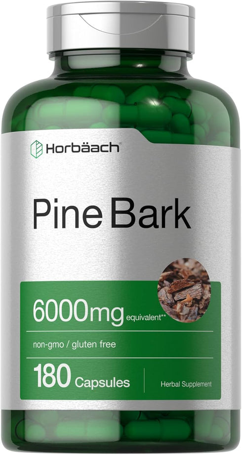 Horbaeach Pine Bark Extract, 6000 mg, 180 Capsules, Non-GMO Gluten Free Supplement