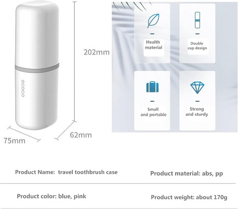 2PCS Toothbrush Travel Case, Multi-Function Portable Cover, Dustproof Holder for Business, Camping, Daily Use