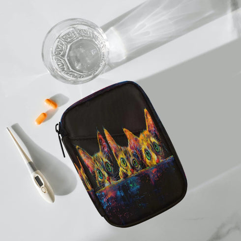 Skerhhux 7 Animal Cat Cute Pill Case Travel Pill Organizer Weekly Day Portable with Zipper Medicine Box Pill Case