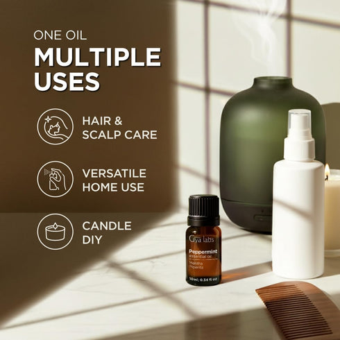 Set Set 2x0.34 oz Chamomile Oil for Skin & Peppermint Oil for Diffuser - Aromatherapy Grade Essential Oils - fl - Gya