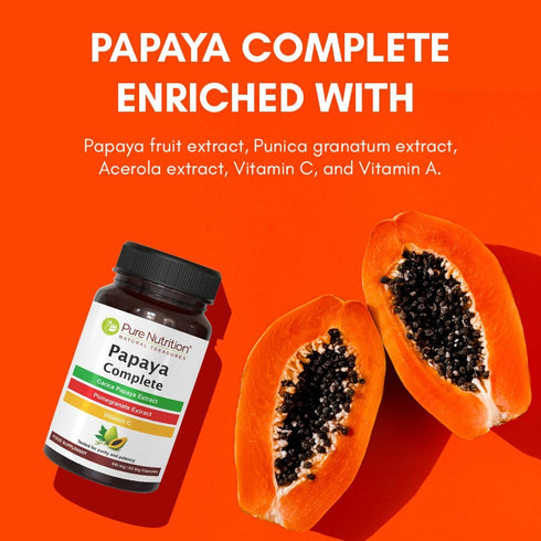 PURE NUTRITION NATURAL TREASURES Papaya Complete - 120 Veg Capsules, Supports Platelet Immunity & Digestion