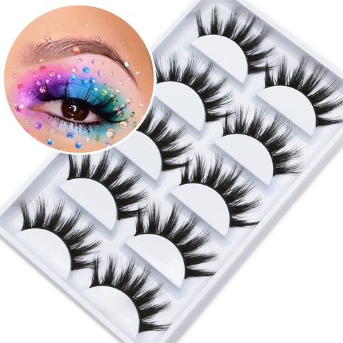 Veleasha 5D Faux Mink Lashes - 100% Handmade Luxurious Fake Eyelashes, 5 Pairs Pack (Dubai)