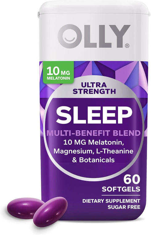 OLLY Ultra Strength Sleep Softgels, 10mg Melatonin and Chamomile, Supports Deep Restful Sleep, 60 Count