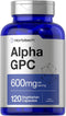 Horbaeach Alpha GPC 600mg, 120 Capsules, Vegetarian, Non-GMO & Gluten Free Choline Supplement