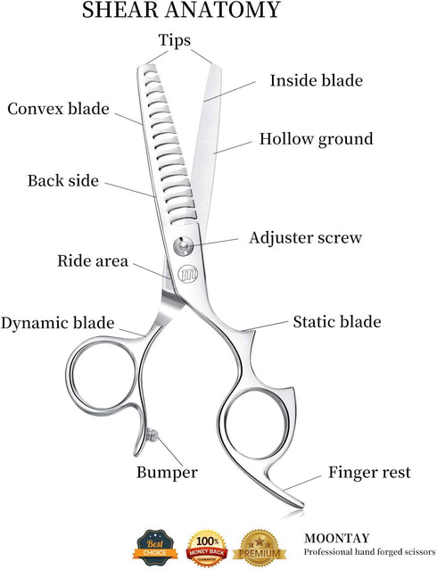 Moontay 6.0" Hair Cutting Shears, Professional Barber Stylist Scissors, 440C Japanese Stainless Steel