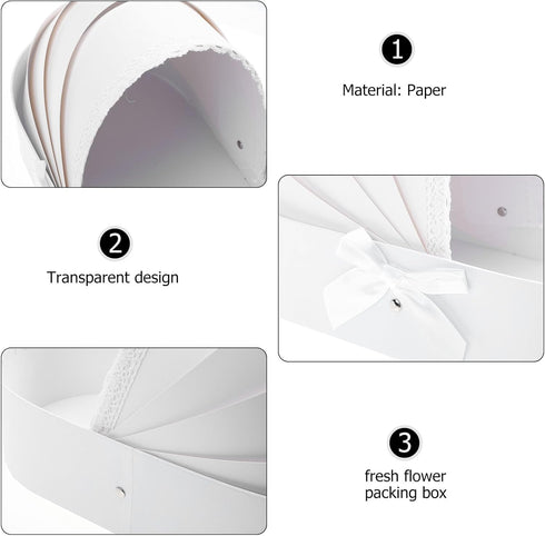 Packing, Packaging Cabilock Shower Floral Arrangement Box with Fresh Flower White Paper Wrapping Box for Newborn