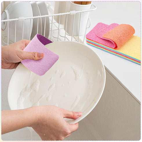 Houseen 12-Layer Tearable Microfiber Sponge Rag - Super Absorbent Reusable Cleaning Cloth with Rainbow Colors